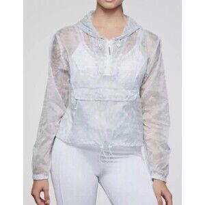 Good American Pullover Women Icy Leopard Windbreaker Jacket Packable Nylon S 1